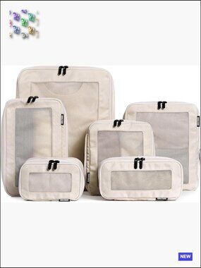 Compression Packing Cubes for Travel Luggage Organizer Double Zipper Set of 6